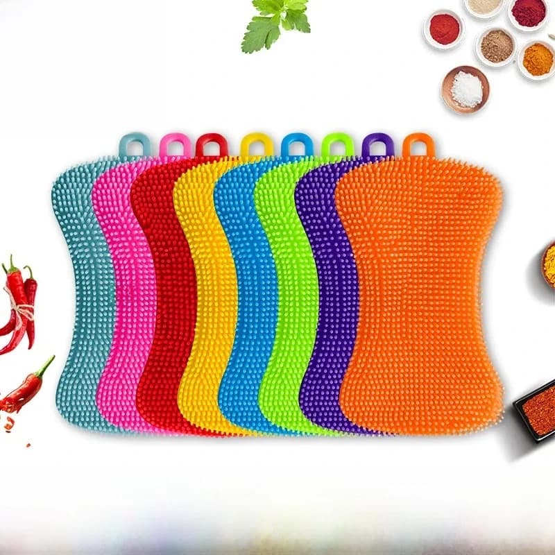 Brosse de nettoyage de cuisine en Silicone, 1 pièce, brosses de nettoyage de lavage, casserole, éponge, épurateur de fruits et légumes, vaisselle en Silicone B