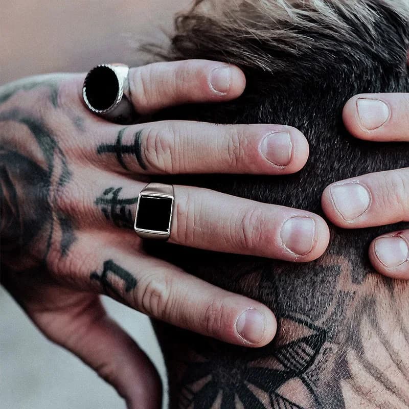 Vnox – bagues gothiques Punk pour hommes, bagues chevalières, bande de doigt ronde et carrée, bijoux Rock épais pour garçons et adolescents, bagues frituelles