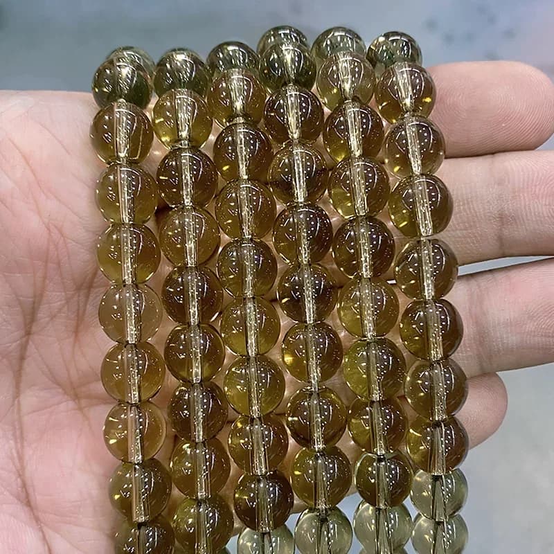 Perles Rondes en Pierre Naturelle, Clip Brun Lisse, Quartz, pour Bijoux, Accessoires de Bracelet, 15 en Vrac, 4/6/8/10/12mm