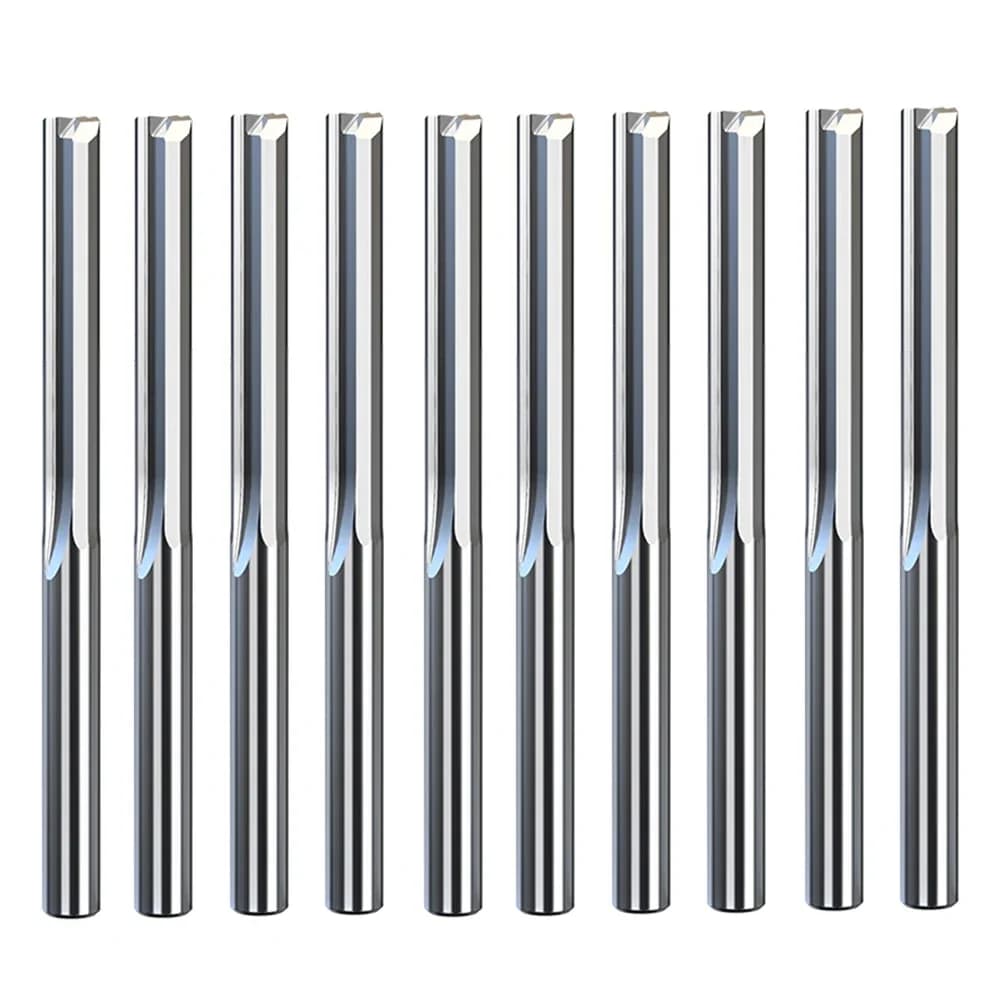 10 pièces/lot 3.175mm tige 2 cannelures fente droite fraise en carbure de tungstène fraise CNC routeur peu gravure Bit outils