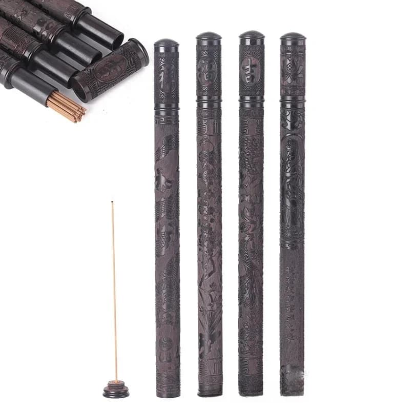 Tube d'encens en bois avec porte-encens, excavatrice d'usine, couvercle pour bâtons de 21cm, Eva sculpté, Bouddha Guanyin E27