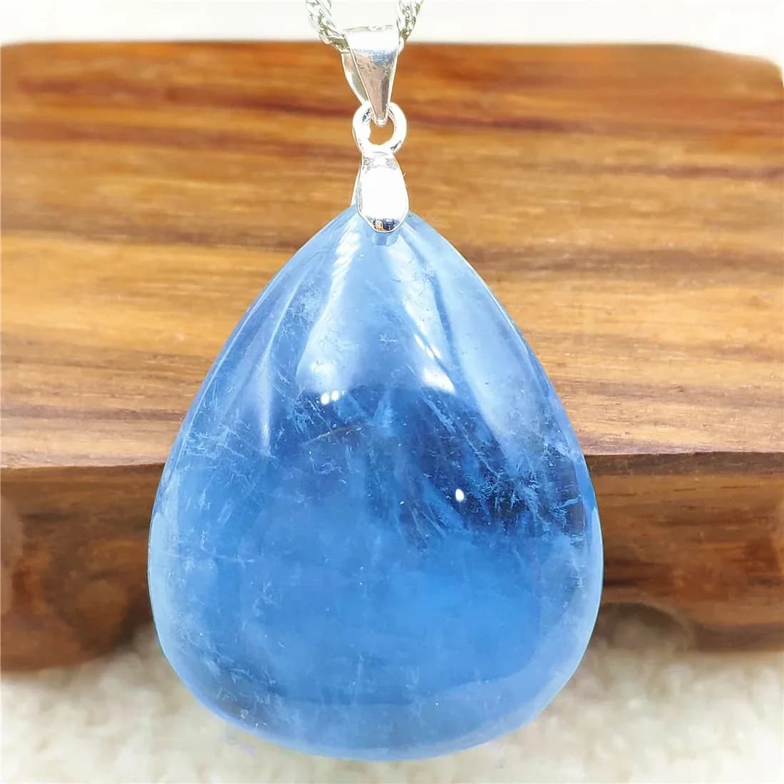 Aigue-marine bleue naturelle, perles claires, pendentif goutte d'eau, brésil, femmes et hommes, bijoux à la mode, collier AAAAA