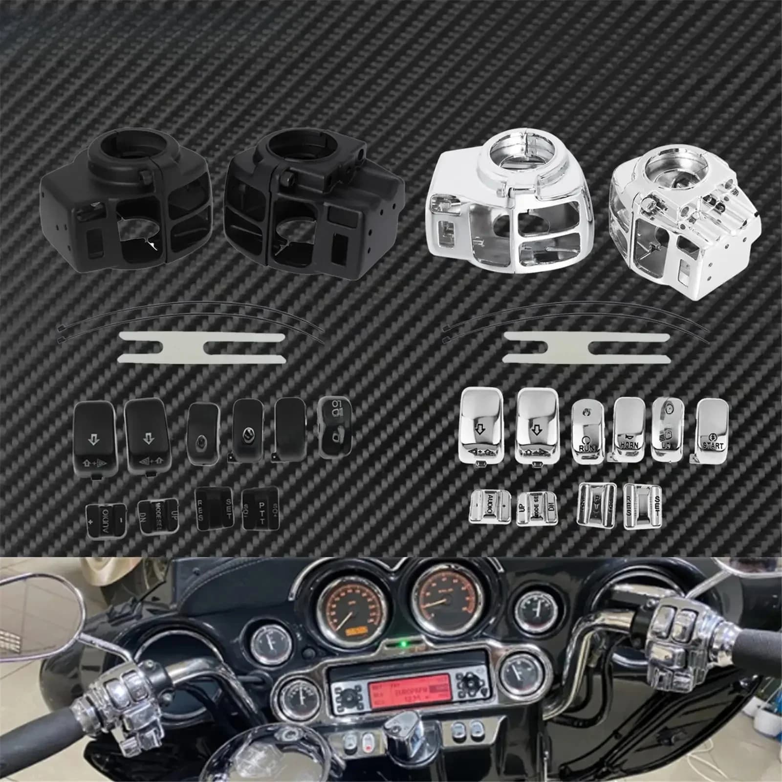 Boîtier de commutateur de commande manuelle chromé noir pour moto, capuchon de bouton de commutation pour Harley Touring Street Road, FLHTK, FLTRU, 1996-2013