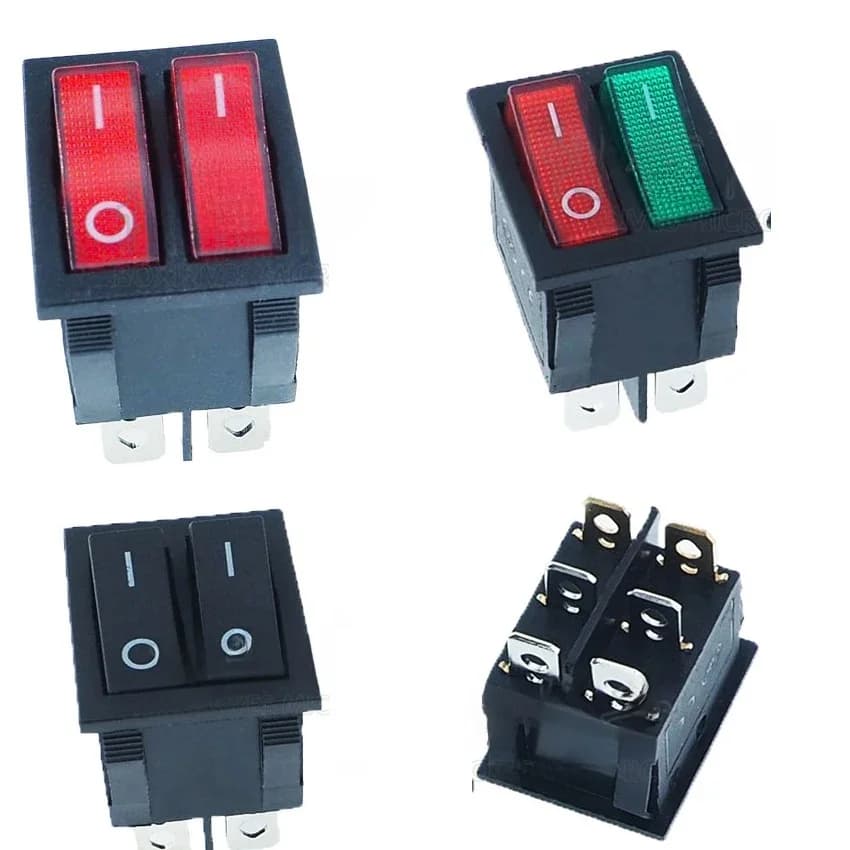 Lot de 10 interrupteurs à bascule KCD4 6 broches/6P 2 positions ON-OFF double sens 16A/250VAC Vert/Rouge