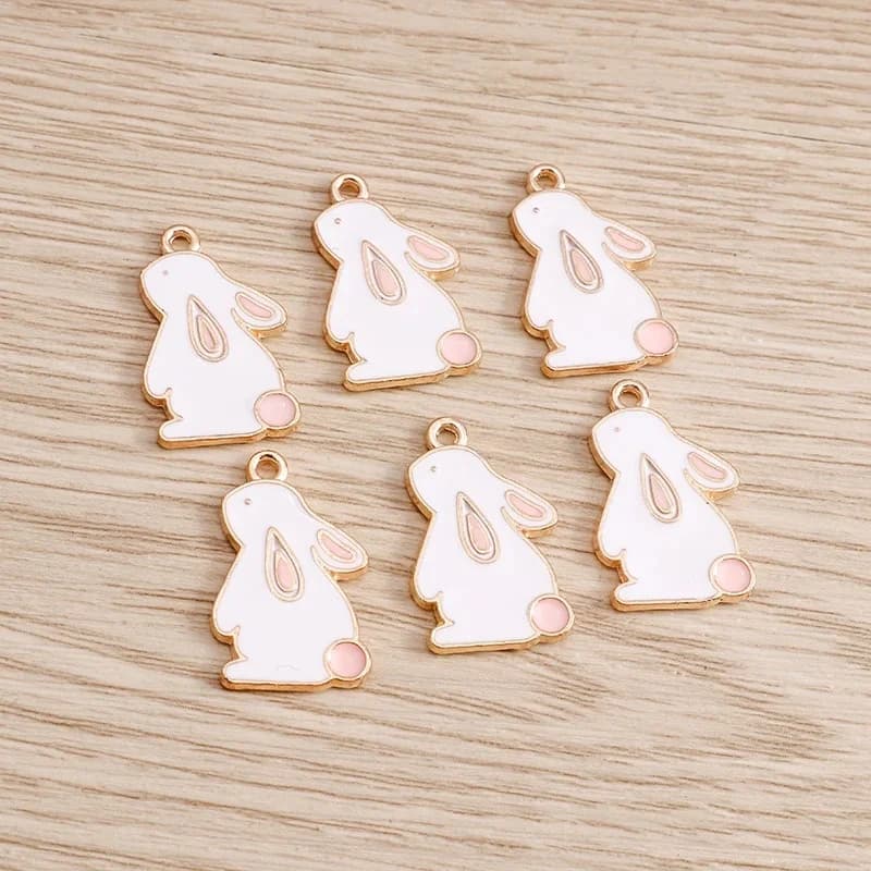 Breloques lapin en émail 16x21mm, 10 pièces, pour la fabrication de bijoux, breloques en alliage, pendentifs, colliers, boucles d'oreilles, accessoires, artisanat fait à la main