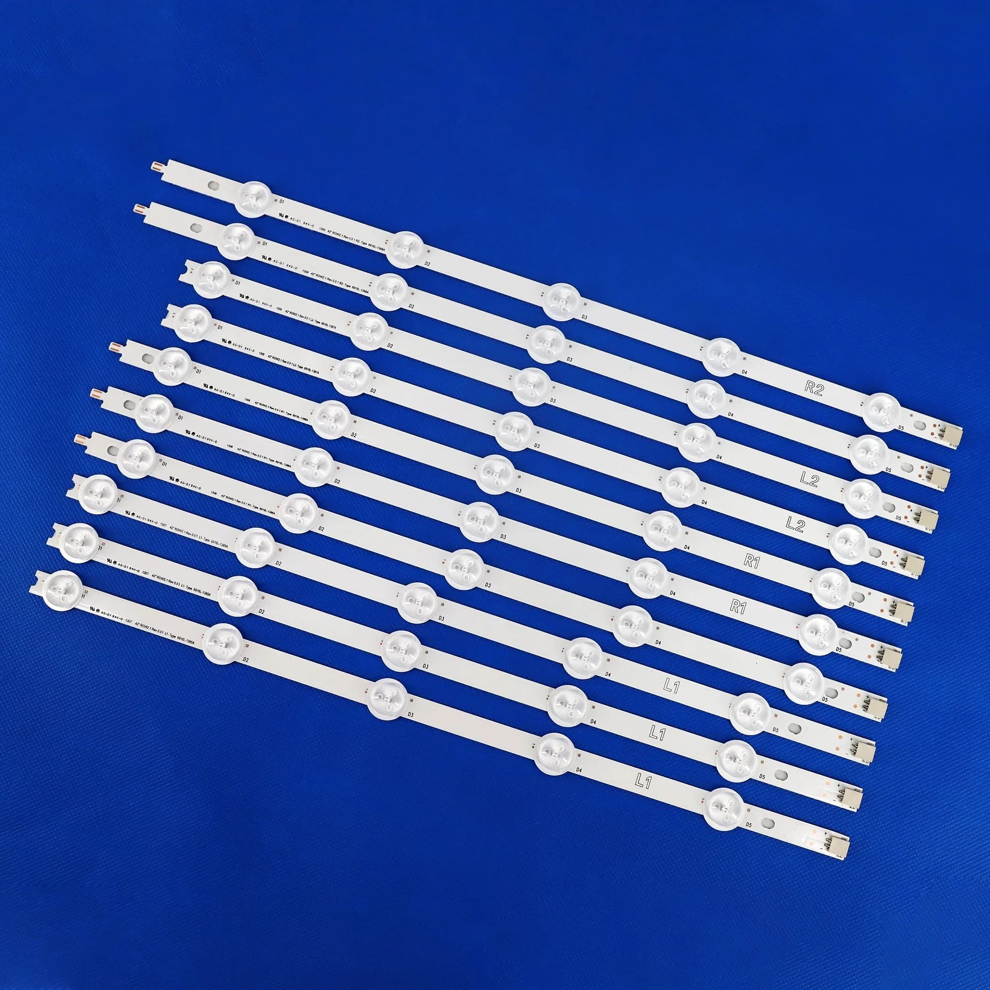 Bandes LED pour LG, 42LA620S, 42LN570S, 42 ", ROW2.1, REV0.0, 6916L-1214A, 6916L-1215A, 6916L-1216A, 6916L-1217A, 10 pièces