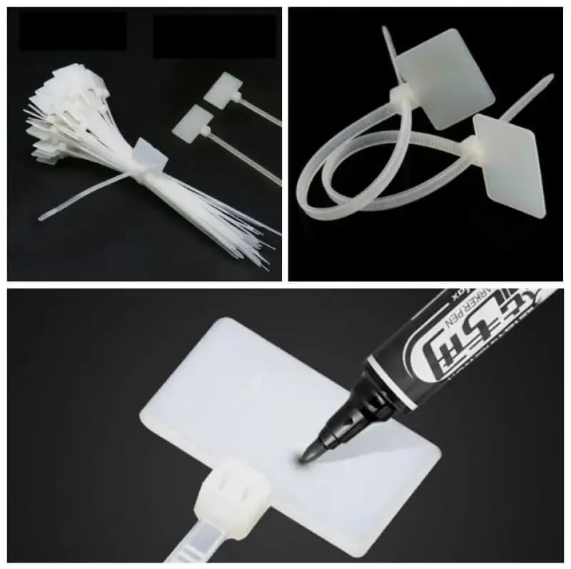 50/100 pièces attaches à glissière écriture fil câble d'alimentation étiquette marque étiquette en Nylon auto-verrouillage cravate réseau câble marqueur cordon fil sangle Zip