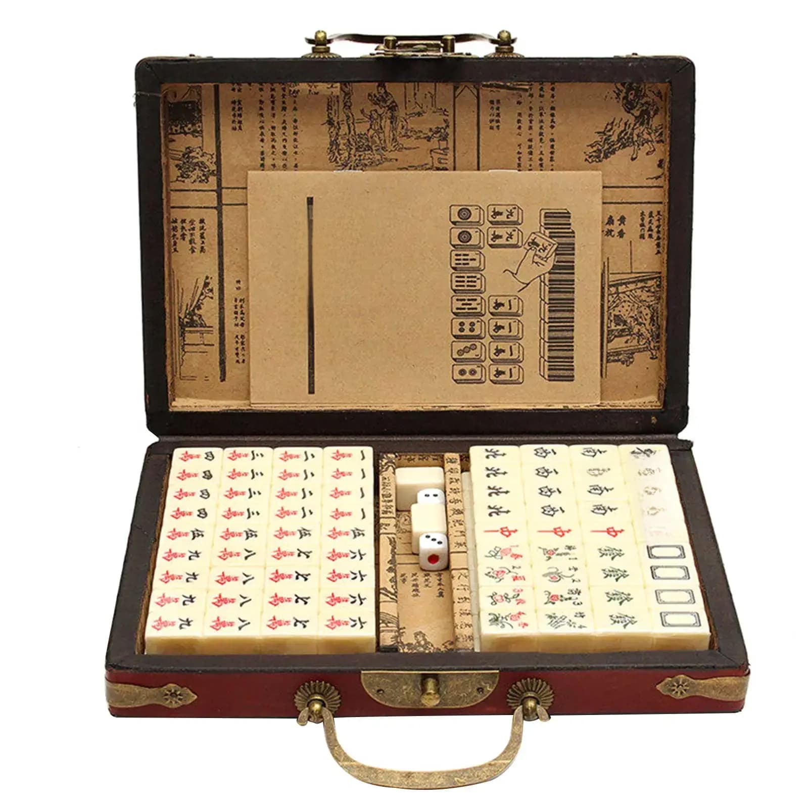 Jeu de Mah-Jong chinois numéroté portable, 144 tuiles, plateau de jeu de fête avec boîte