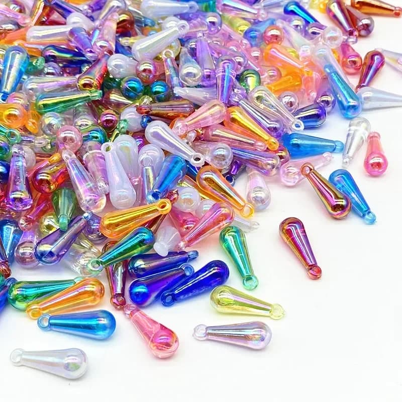 Perles acryliques en forme de goutte de couleur AB 8x22mm, 30 pièces/lot, perles d'espacement libres pour la fabrication de bijoux, Bracelet de bricolage