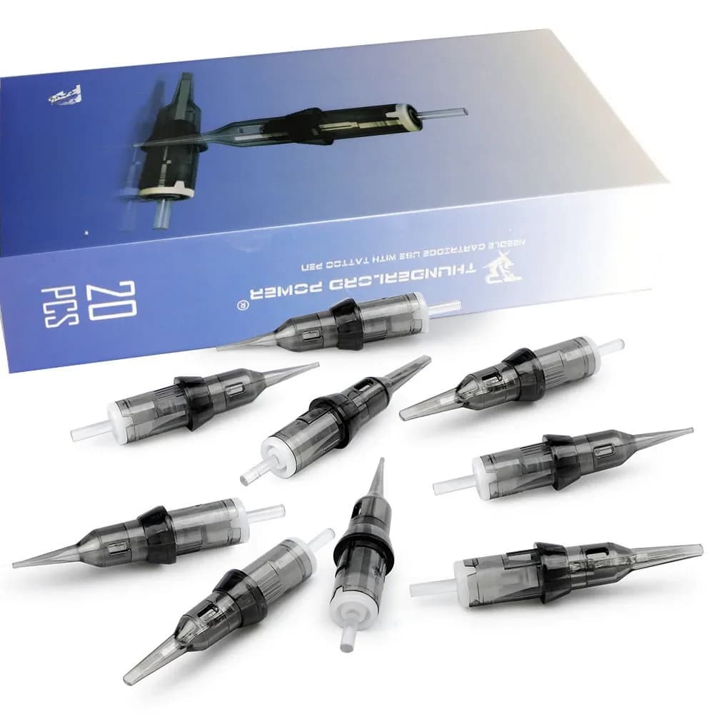 Aiguilles de tatouage jetables, 20 pièces, 0.16/0.18/0.2mm, cartouche stérilisée pour Machine rotative, aiguilles de maquillage Permanent
