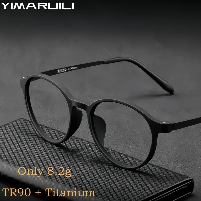 YIMARUILI Ultra-léger rétro rond en alliage de titane lunettes cadre hommes et femmes Flexible TR90 optique lunettes de Prescription 3050