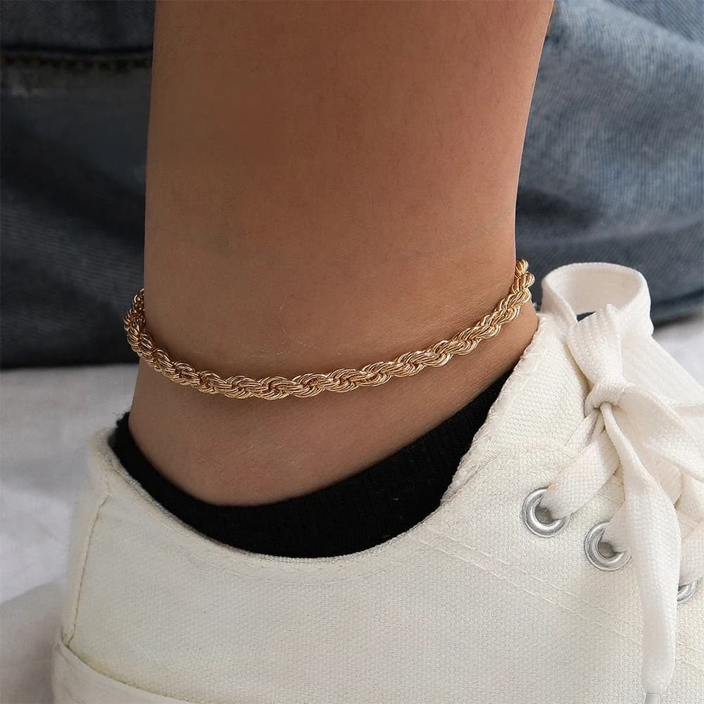 EMANCO Bracelets de cheville en corde et acier inoxydable pour femmes, accessoire de pied, idéal pour l'été, la plage, les sandales pieds nus, cadeaux.