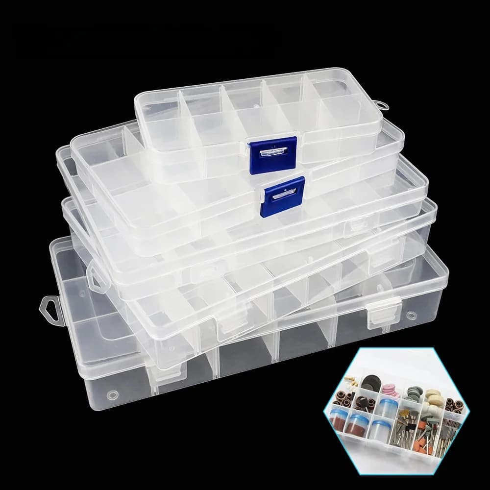 NINDEJIN – boîte en plastique multi-grilles, compartiment réglable, boîte de rangement de bijoux, boîte à vis transparente en PP écologique
