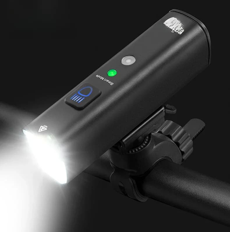 ROCKBROS-Lumière de vélo à détection de vibration intelligente, lampe de poche LED de type C, lampe avant VTT, 1000 lumens, 4000mAh, 5 modes
