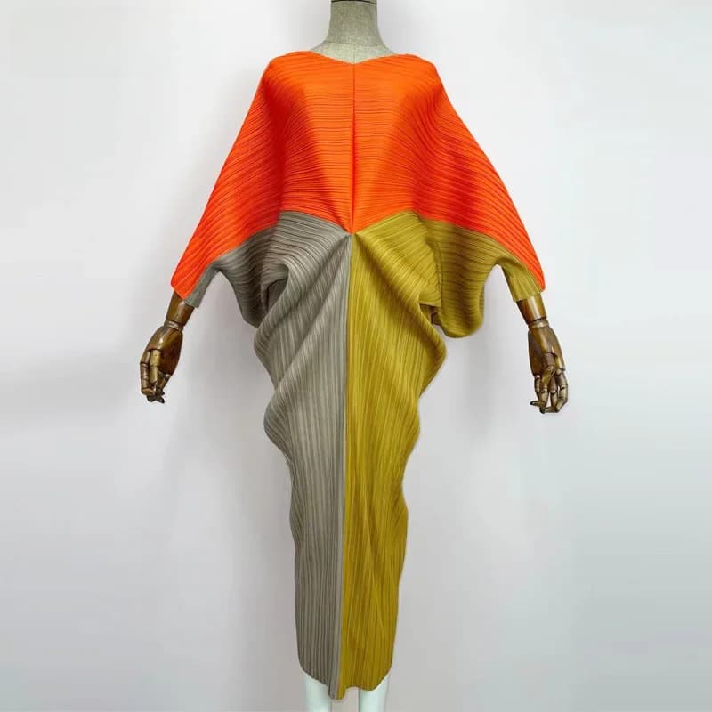 plissado mulher robe hit cor v col batwing manga longa solta bezerro robes de longitud longo estilo décontracté 2021