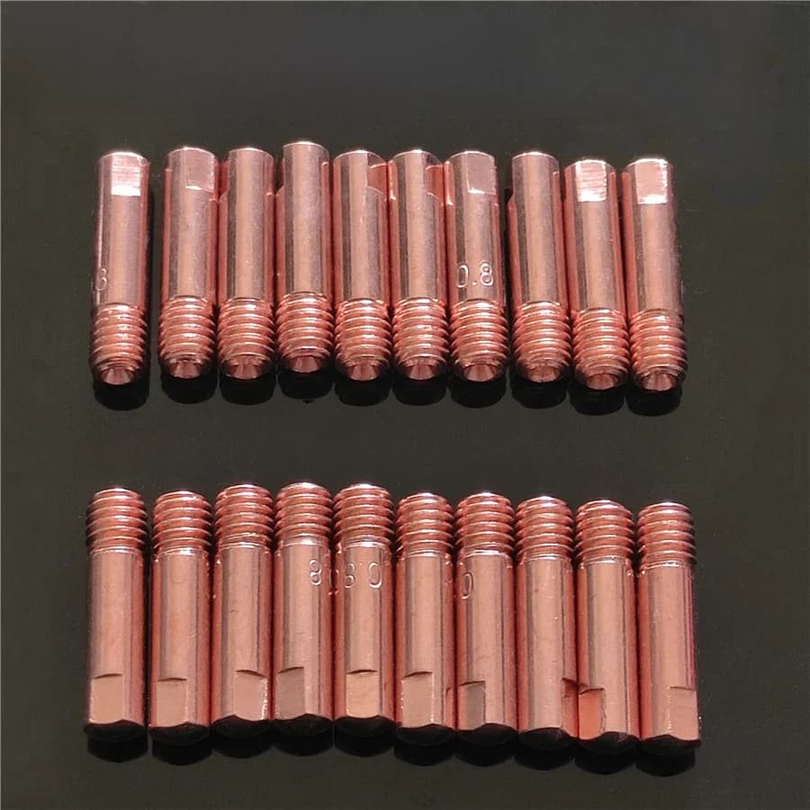 10/20 Pièces Buse de contact pour chalumeau de soudage MB-15AK M6*25mm, Buse de gaz 0.6/0.8/0.9/1.0/1.2mm