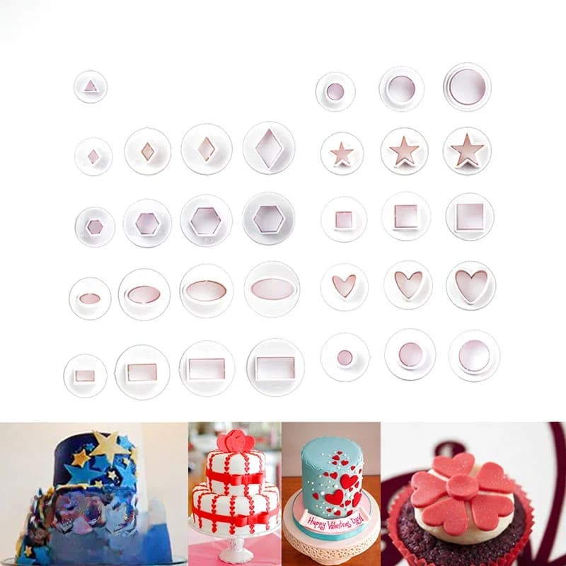 Moule à biscuits en forme de cœur, étoile, fleur, rond ou carré, décoration de gâteau, pâte de gomme, pâtisserie, coupe-sucre artisanal, 3/4 pièces
