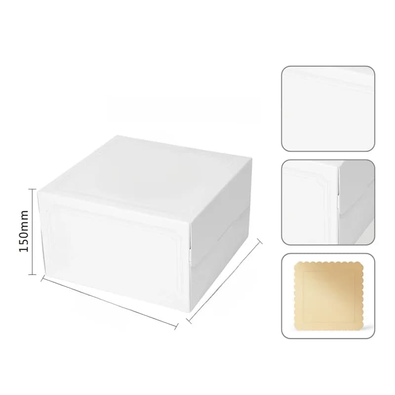 Boîte à gâteau blanche de style européen, processus de pressage à chaud, boîtes à gâteaux d'anniversaire, coffrets cadeaux pour enfants, 8 po