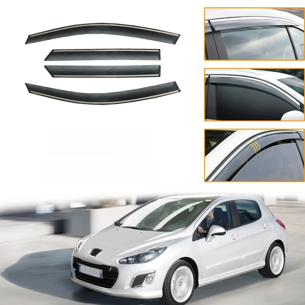 Visière extérieure de fenêtre de fumée de voiture pour KIT, pare-soleil, déflecteur de pluie, accessoires de protection, 308, 2011, 2012, 2013, 2014, 2015