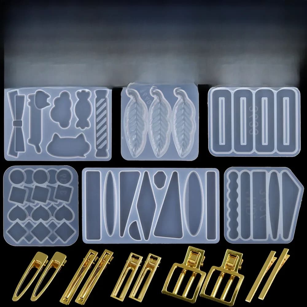 Bricolage résine époxy pince à cheveux épingle à cheveux moule en Silicone à la main cristal résine moulage moules résine fabrication de bijoux résine moulage moules