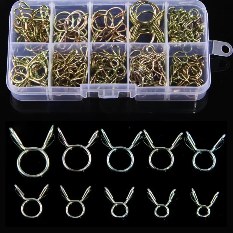 126 pièces de colliers de serrage à ressort zingués de 5 mm à 14 mm pour tuyaux, conduites de carburant, bateaux et motos