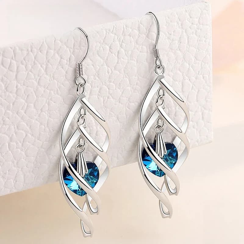 ZDADAN, nouvelle collection : longues boucles d'oreilles pendantes en argent sterling 925 et cristaux, pour femmes, idéales pour un mariage, une fête ou comme cadeau.