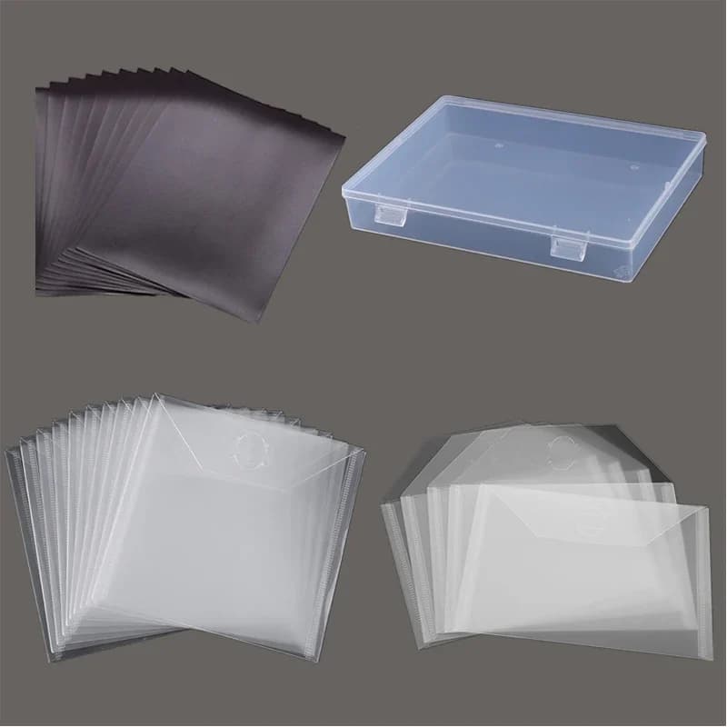 Feuilles Magnétiques et sacs en plastique Boîte de rangement Conteneurs pour le stockage des matrices de découpe Porte-timbres Organisateur Sacs transparents 2022 Nouveau