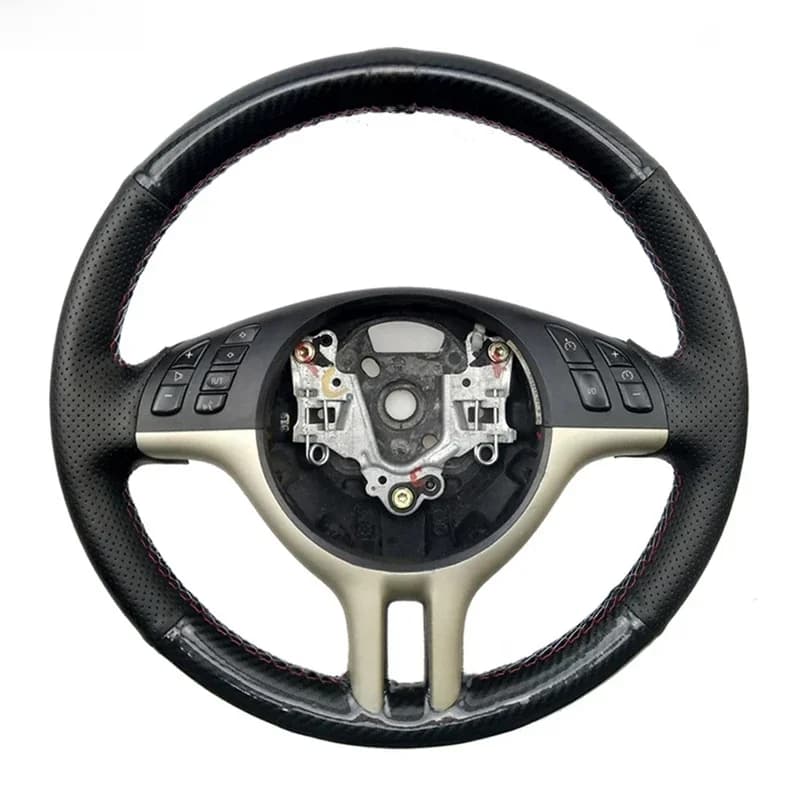 En Fiber de carbone en cuir couverture de volant de voiture pour BMW série 3 E46 2000-2006 série 5 E39 2000-2003 E53 X5 Z3 E36 2000-2002
