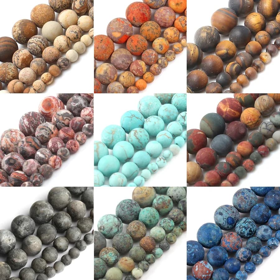 Perles de pierre naturelle mate, polonais mat, zèbre rose, Jaspers, Agates, Howlite, Jades, perles minérales pour la fabrication de bijoux, Bracelet à bricoler soi-même, 15''