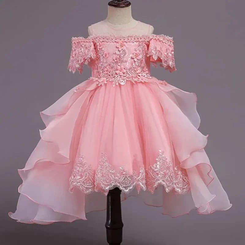 Robe de princesse à fleurs roses pour filles, robes élégantes pour enfants, vêtements pour enfants, fête de mariage, reconstitution historique d'été, 10 à 12 ans
