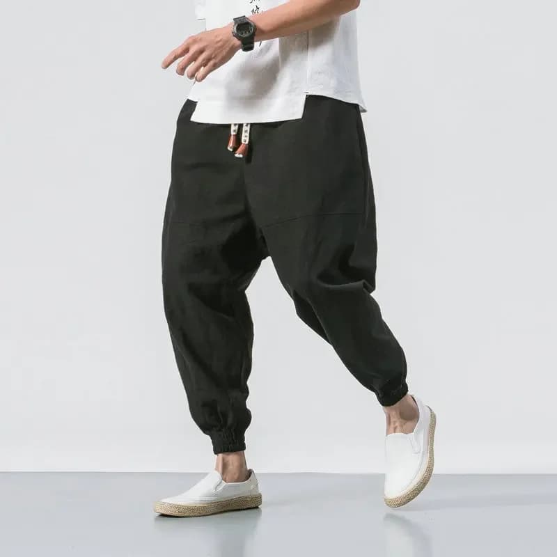 Nouveaux pantalons de Jogging pour hommes Streetwear ample décontracté coton lin pantalon homme sarouel Harajuku surdimensionné hommes pantalons de survêtement 5XL