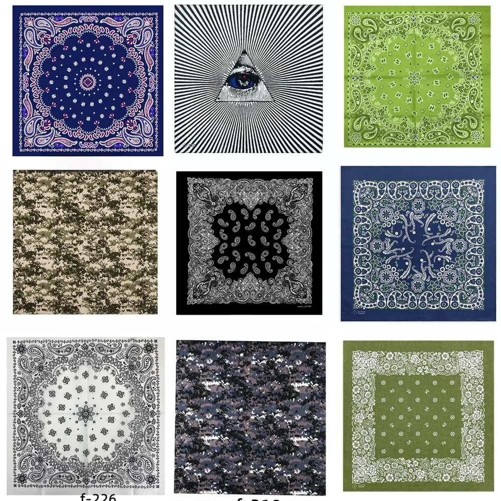 F-201 unisexe coton mélange Hip Hop Bandana chapeaux bandeau de cheveux écharpe cou poignet enveloppement bande magique tête carré écharpe mouchoir