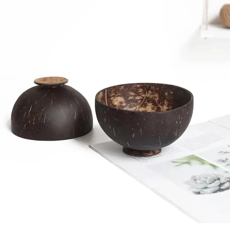 Ensemble de bols et cuillères en bois, AMP naturel, coquille de salade, Nreluce Rice, collations aux fruits, ustensiles de cuisine en bois pour restaurant, 12-15cm, 1PC
