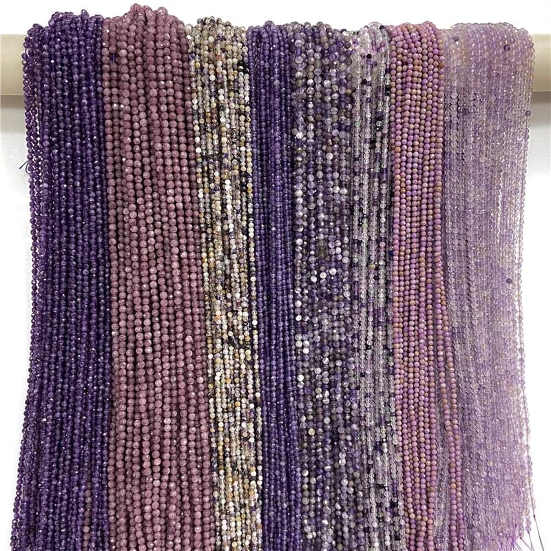 Petites perles en pierre naturelle à facettes, Mica violette, quartz, améthystes, Agates, cristal Fluorite, perles à facettes pour la fabrication de bijoux, 2/3/4mm