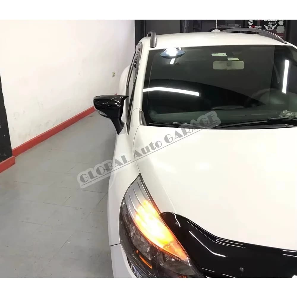 Couvercle de rétroviseur chauve-souris pour Renault Clio 4, style de voiture, aile noire, piano brillant, universel, auto, 2012, 2013, 2014, 2015, 2016, 2017, 2018, 2019