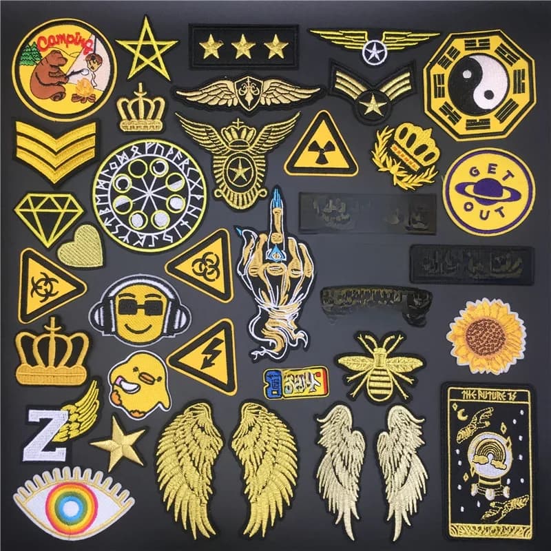 Ailes dorées fer sur patchs pour vêtements étoiles Badges vêtements broderie rayures Appliques couture sac à dos décotation