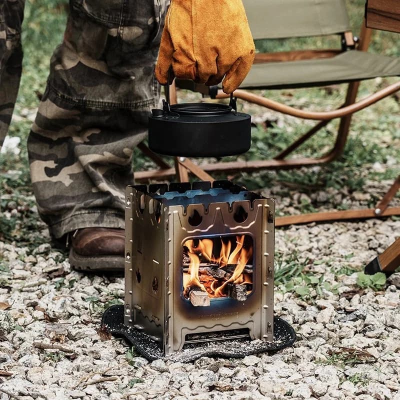 Boundless Voyage-Poêle à bois en titane, Brûleur pliant de camping, Boîte à douille extérieure, Boîte à feu ultralégère pour sac à dos avec barbecue