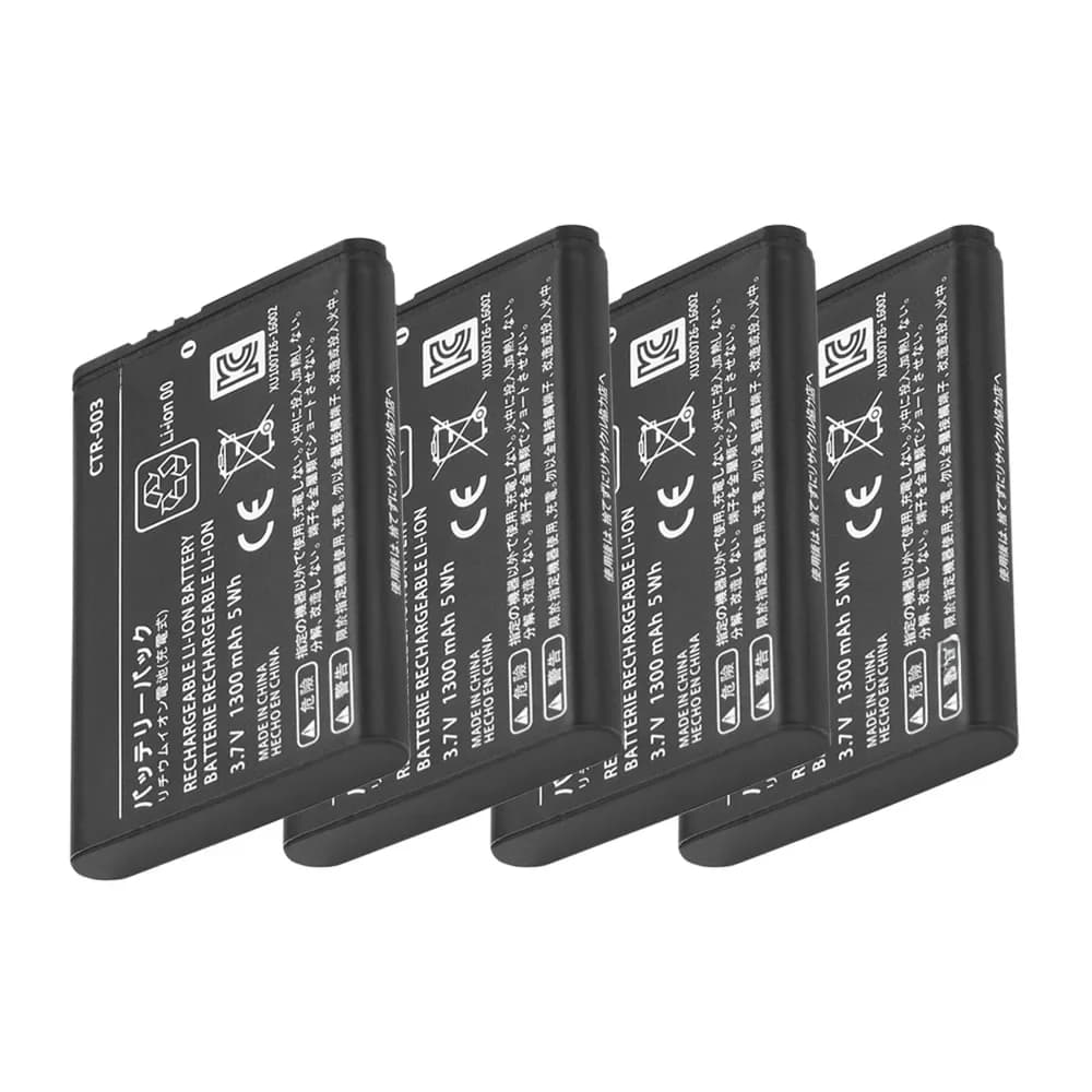 Pack de 4 batteries CTR-003 de 1300 mAh pour manette sans fil Nintendo Switch Pro, 2DS XL, 3DS, CTR-001, JAN-001, MIN-CTR-001