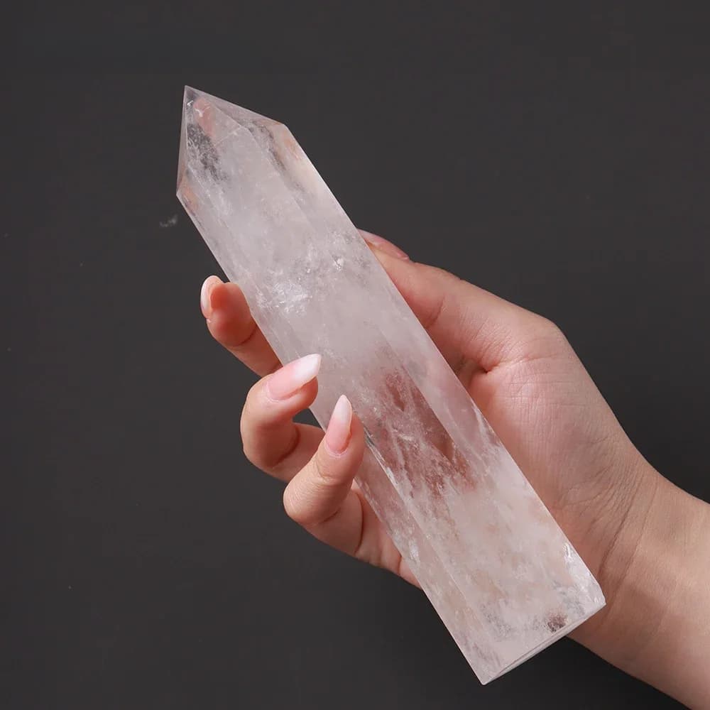 Quartz transparent en cristal naturel, grande baguette, pierre de guérison hexagonale prismes, décoration de la maison