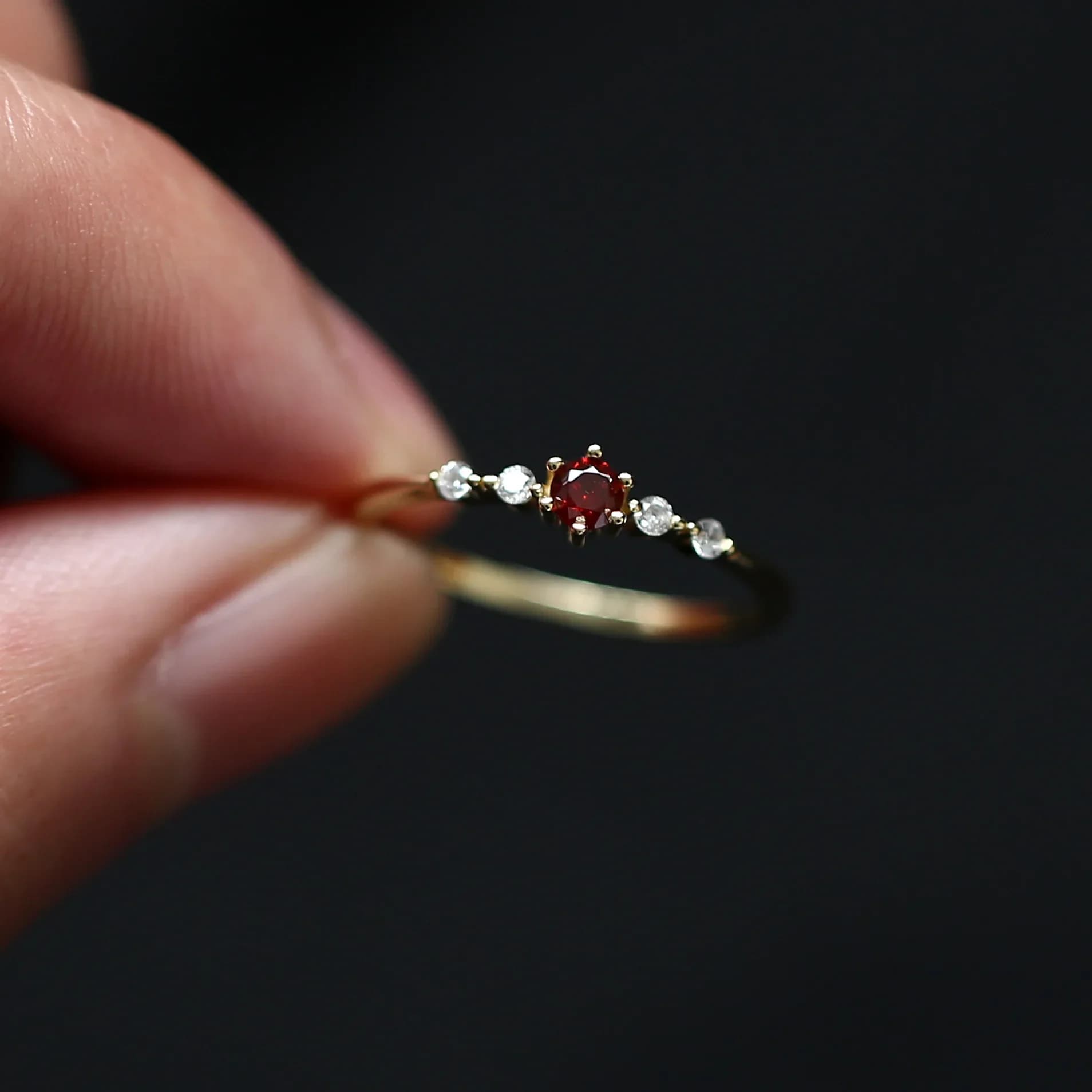 Bague française Simple en argent Sterling 925, cristal rouge, petite proposition mignonne pour femmes, bijoux plaqués or 14 carats, cadeau pour petite amie
