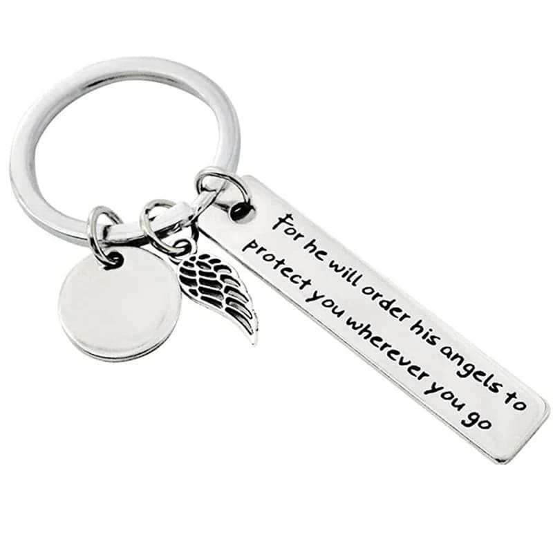 Porte-clés dieu cadeau chrétien pour lui commandé ses anges pour vous protéger, porte-clés religieux de prière de pâques, verset de la Bible