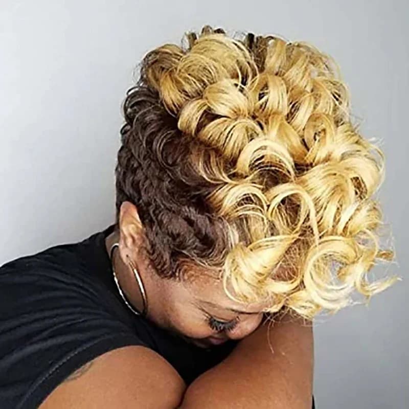 HAIRChain-Perruque synthétique courte et bouclée pour femmes, cheveux afro-jeunesse