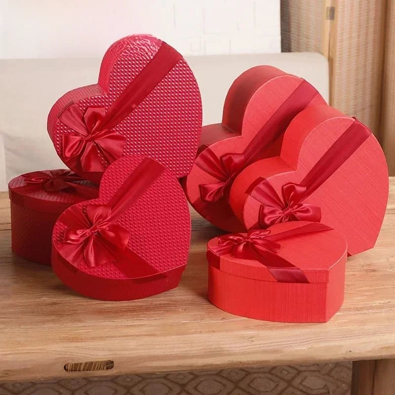 Boîtes à fleurs de bonbons en forme de cœur rouge, ensemble de boîtes d'emballage cadeau en carton, boîte-cadeau en papier pour emballage cadeau, boîtes à chapeaux de fleuriste, 1/3/ pièces