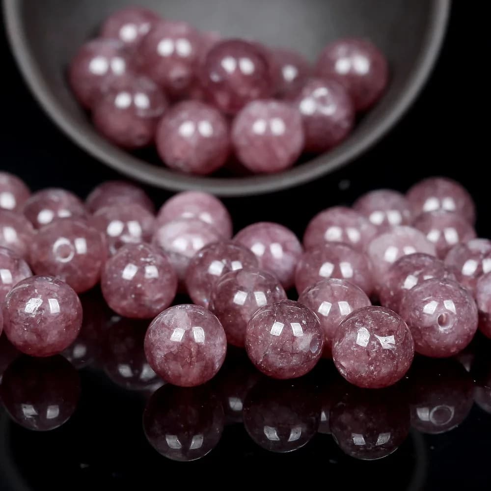Perles rondes en pierre de lépidolite naturelle, pour la fabrication de bijoux, Bracelet fait à la main, 6/8/10/12mm