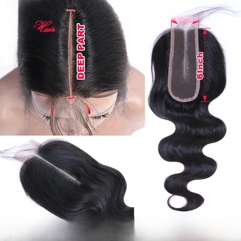 Real Invisible HD Lace 6x2 Lace Closure Brazilian Virgin Human Raw Hair Body Wave Straight Small Knots Pre Plucked Hairline