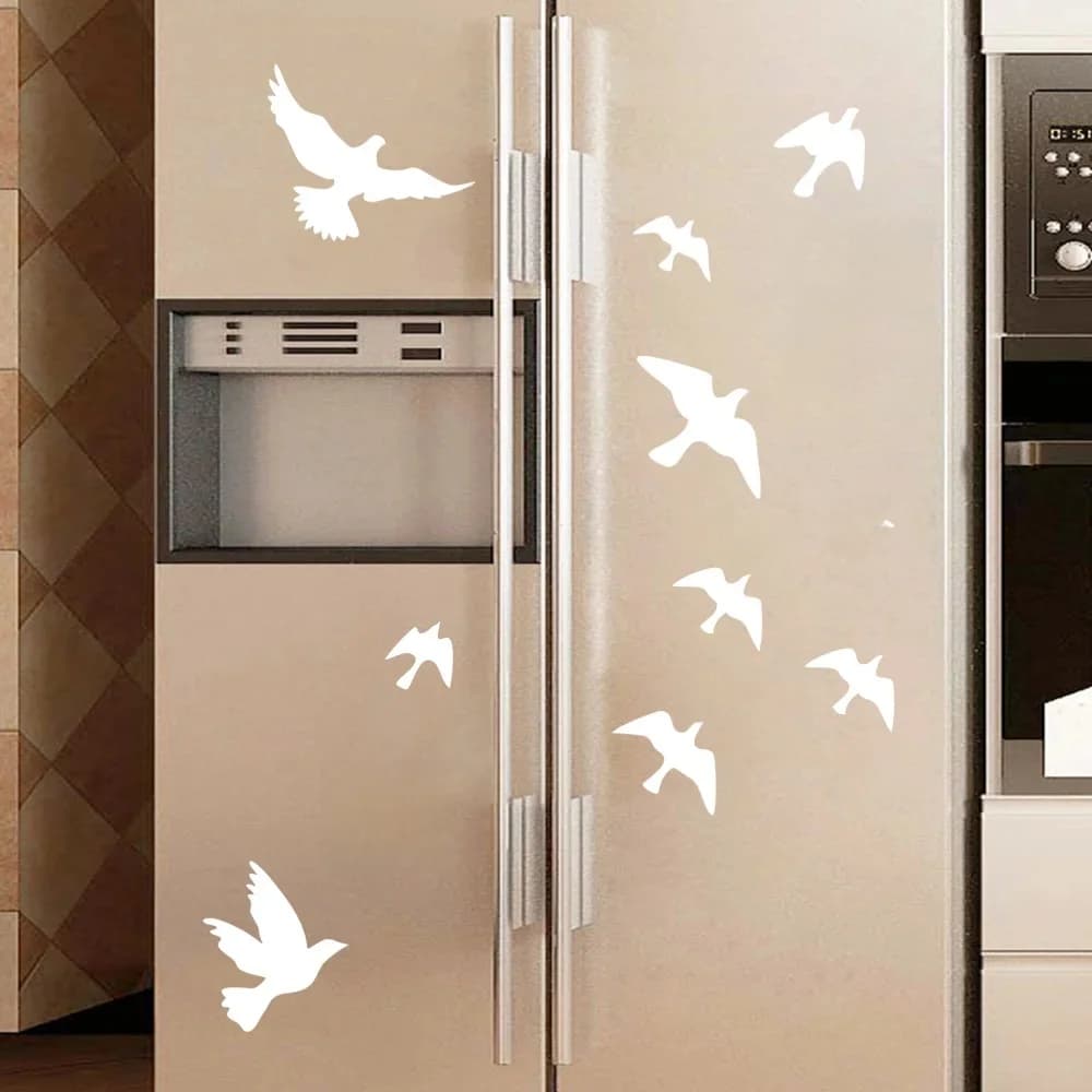 Autocollants muraux oiseau décoration de maison pour cuisine réfrigérateur salle de bains chambre d'enfants décor Mural Peel & Stick Waterpoof vinyle Mural 12 pièces/ensemble