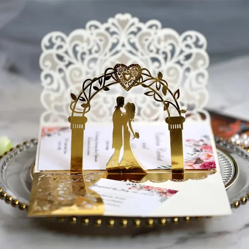 Cartes d'InPorter de Mariage Découpées au Laser, en Papier Perlé, Or Blanc, Décor de ixPréChristophe, Patients Européens, Cadeau, Analyste de Cartes de Vministériels x, 10/20 Pièces