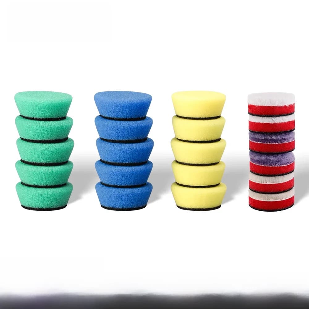 SPTA Mini 1.5 pouces (40mm) / 2 pouces (50mm) Kit de tampons de polissage éponge pour outil de nettoyage de Machine à polir sans fil 12V