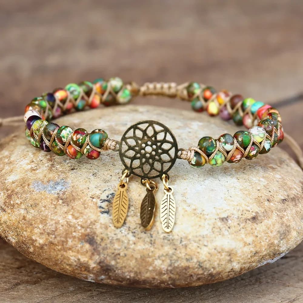 4mm perlé en acier inoxydable capteur de rêves bracelets porte-bonheur femmes hommes Yoga espoir tressé Bracelet enroulé bijoux faits à la main