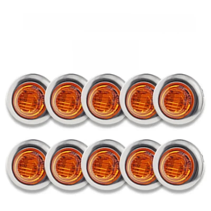 24V 10 pièces 3LED 3/4 "rond ambre remorque Chrome feux de position latéraux camions tracteurs feux de dégagement lampe lampe balle